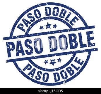 paso doble blue round grunge stamp Stock Vector