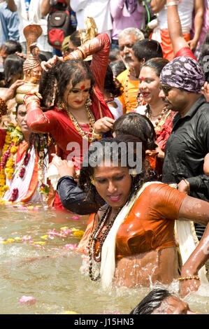 Transgender bathing in kshipra river, madhya pradesh, india, asia Stock Photo