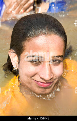 Transgender bathing in kshipra river, madhya pradesh, india, asia Stock Photo