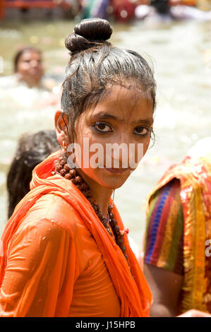 Transgender bathing in kshipra river, madhya pradesh, india, asia Stock Photo