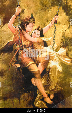 Radha Krishna painting, vrindavan, mathura, uttar pradesh, india, asia Stock Photo