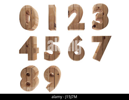 wooden number in 3D render image Stock Photo