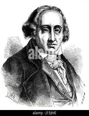 Joseph Maria Jacquard (1752-1834). French merchant. Inventor of programmable loom.  Engraving, Nuestro Siglo, 1883. Stock Photo