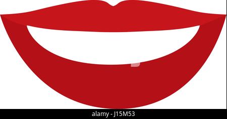colorful silhouette of red lips with teeths Stock Vector