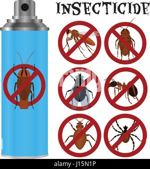 Insecticides set in flat style Stock Vector