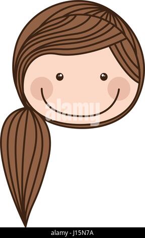 colorful caricature brown long hair girl with shirt and skirt Stock ...