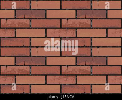 Red brick wall seamless texture background. Vector illustration pattern for continuous replicate. Endless web page fill. Stock Vector