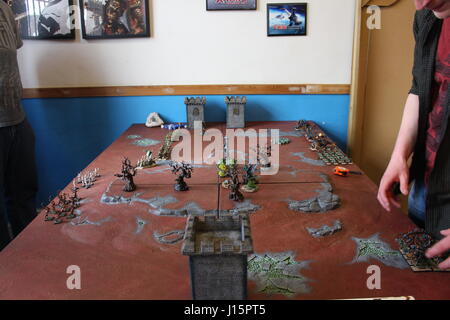 A game of Warhammer, a turn based strategy game. Stock Photo