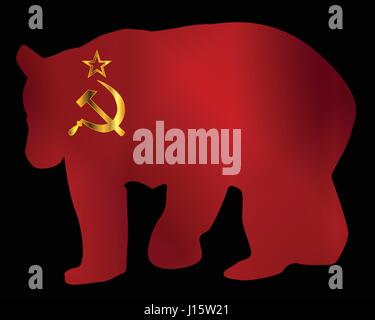 Silhouette of a large Russian on the Rusian flag Stock Vector