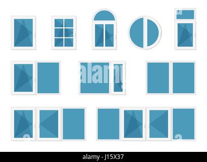 Windows with white frames Stock Vector