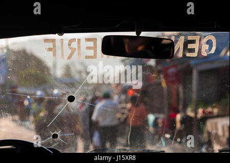 Police patrolling the streets of Taolagnaro, Anosy Region, Madagascar Stock Photo