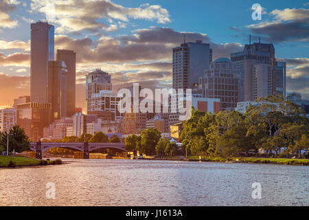 City of Melbourne. Cityscape image of Melbourne, Australia during summer sunset. Stock Photo