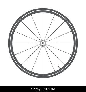 Bicycle wheel symbol,vector. Bike rubber. Mountain tyre. Valve. Fitness cycle.MTB. Mountainbike. Stock Vector