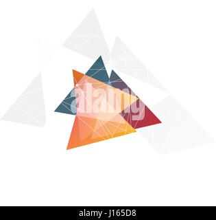 Isolated abstract pink and orange color triangle logo on black background, geometric triangular shape logotype of transparent overlays vector illustration Stock Vector