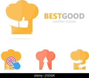 Vector of chef hat and like logo combination. Kitchen and best symbol or icon. Unique cook and restaurant logotype design template. Stock Vector