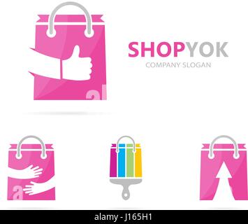 Vector of shop and like logo combination. Sale and best symbol or icon. Unique bag and online logotype design template. Stock Vector