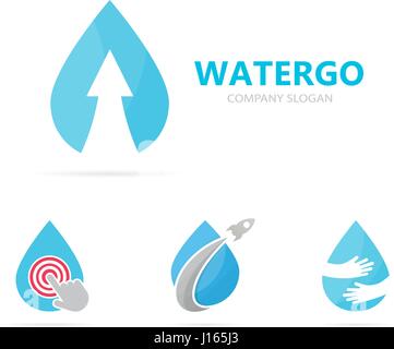 Vector of oil and arrow up logo combination. Drop and growth symbol or icon. Unique water and aqua logotype design template. Stock Vector
