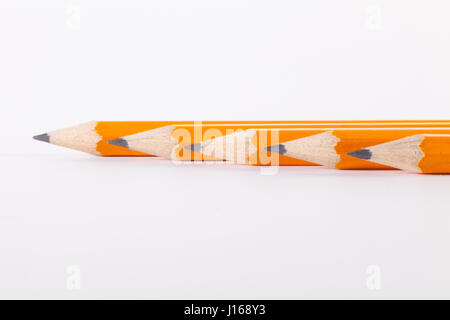 Five pencils isolated on pure white background Stock Photo