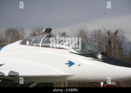 MOSCOW, RUSSIA: COULD THIS be the world’s most religious wannabe cosmonaut? Pictures show how the bearded Russian Orthodox priest practices his zero-G skills, travelled in a MiG fighter on a journey to the edge of space and most importantly takes the last confession of Russian cosmonauts before they leave the surface of our planet. Father Hegumen Iov is responsible for the souls of nearly all Russia’s cosmonauts, but the rector of Transfiguration Church in Russia’s Star City took his life in his hands by travelling in a MiG-29UB at 1,100 miles-per hour at over 11-miles above the surface of Ear Stock Photo