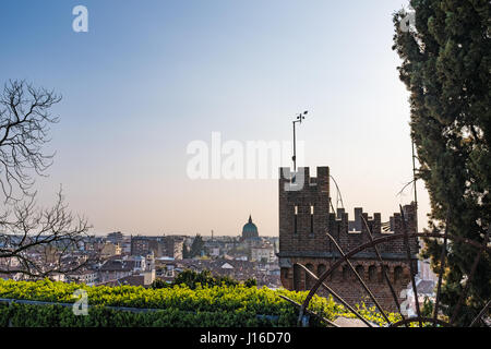 View to tower of castle Udine to city Udine in Italy Stock Photo