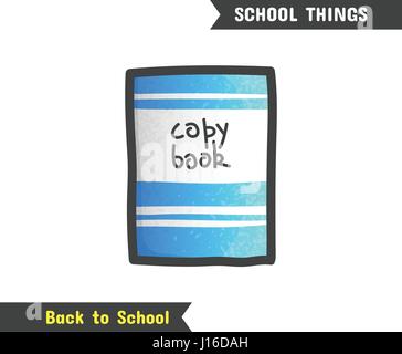 Back to School Supplies, vector hand drawn icon, isolated on white, cartoon style. Copybook Stock Vector