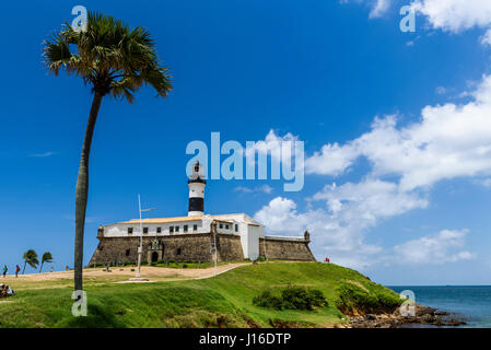 Farol da Barra Lighthouse in Salvador, Bahia, Brazil Stock Photo