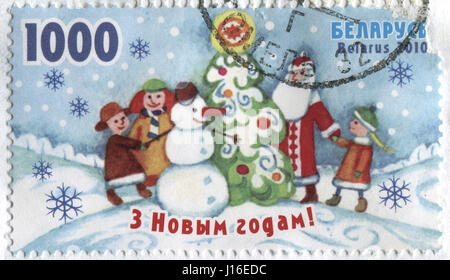 GOMEL, BELARUS, APRIL 18, 2017. Stamp printed in Belarus shows image of  The Xmas, circa 2010. Stock Photo