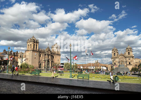 The Main Square Plaza De Armas Of Cusco, Peru Stock Photo