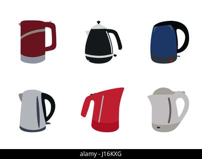 Set of Kitchen appliances. Electric kettle. Vector Illustration. Stock Vector