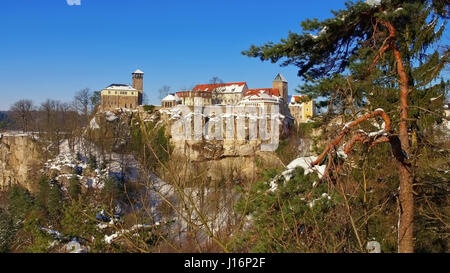 Hohnstein Burg im Winter - the castle Hohnstein in winter, Elbe Sandstone Mountains Stock Photo