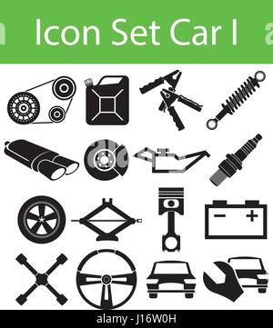 Icon Set Car I with 16 icons for the creative use in graphic design Stock Vector