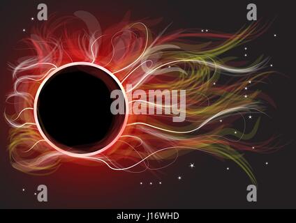 eclipse. Abstract scientific background - full sun eclipse, red galaxy in space Stock Vector