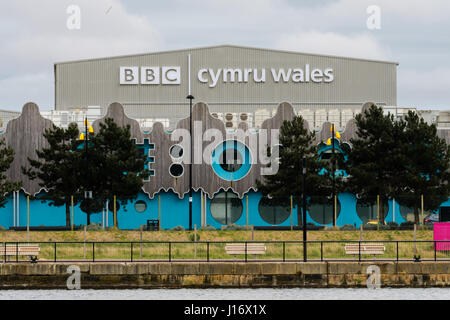 BBC Cymru Wales Roath Lock Studios. Television production facility in Roath Basin at the Porth Teigr area of Cardiff Bay Stock Photo