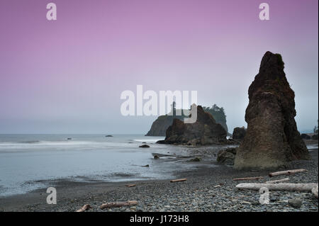 Ruby beach at sunset in Olympic National Park, Washington State, USA Stock Photo