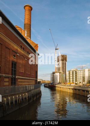 New residential development at Chelsea Reach including the conversion of the Lots Road power station into luxury flats, Chelsea, London, UK Stock Photo