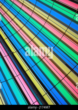 Coloured tubes of a UV tanning booth Stock Photo