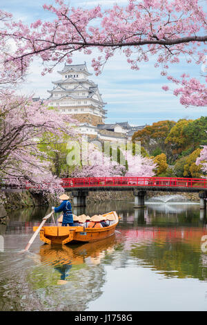 Himeji Castle with beautiful cherry blossom in spring season at Hyogo near Osaka, Japan. Himeji Castle is famous cherry blossom viewpoint in Osaka, Ja Stock Photo