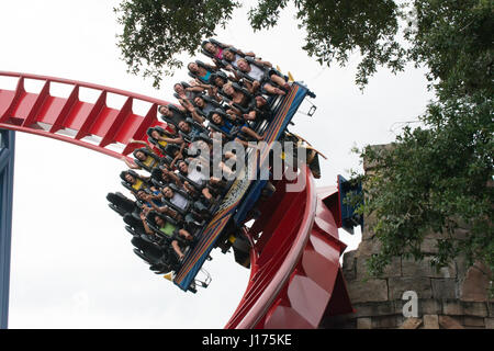 theme park roller coasters full of people wild faces screaming Stock ...