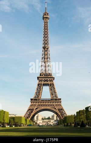 Sunny morning in Paris and Eiffel Tower, Paris, France. Stock Photo