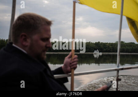 April 15, 2017 - Going to Liberland while croatian police is fully protecting Croatia but also what is called Liberland. Building a new country called Liberland. 2nd anniversary of the country (14-16th April, 2017, Liberland, Hungary, Serbia).It has about 500 000 members and supporters. The trip to Liberland itself was followed by croatian police all the time as .they don't respect Liberland and feels like it's a part of their country even it is politically not.Photo series contains the whole process including the official conferenses, citizenship recieving, personal moments with .president' Stock Photo