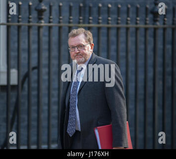 Downing Street, London UK. 18th April, 2017. Cabinet Ministers arrive for the first Tuesday morning cabinet meeting after Easter break before PM Theresa May announces a snap election for 8th June 2017. Photo: Secretary of State for Scotland David Mundell MP arrives. Credit: Malcolm Park/Alamy Live News. Stock Photo