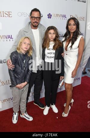 New York, NY, USA. 18th Apr, 2017. Christopher Nicholas Cornell, Chris Cornell, Toni Cornell, Vicky Karayiannis at arrivals for THE PROMISE Premiere, The Paris Theatre, New York, NY April 18, 2017. Credit: Derek Storm/Everett Collection/Alamy Live News Stock Photo