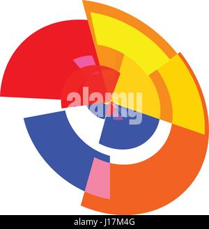 Isolated abstract colorful pie chart logo, round shape diagram logotype, infographic element vector illustration. Stock Vector