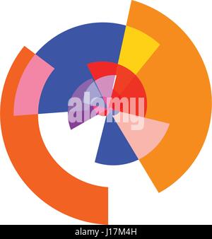 Isolated abstract colorful pie chart logo, round shape diagram logotype ...