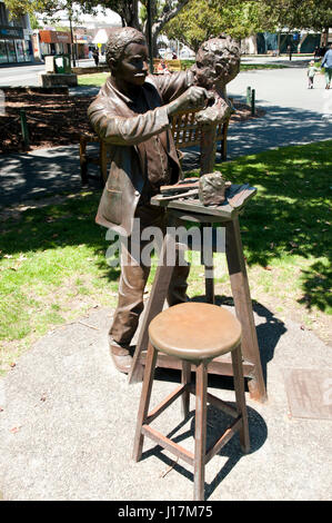 FREMANTLE, AUSTRALIA - October 26, 2016: A bronze statue of Sculptor Pietro Porcelli in Kings Square Stock Photo