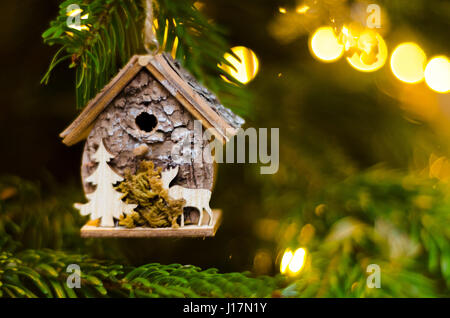 Christmas tree lights and decorations Stock Photo