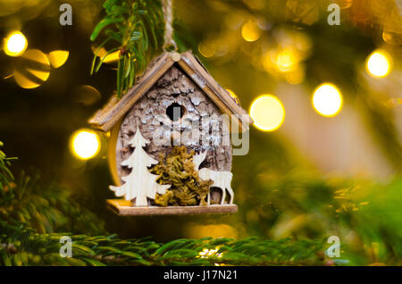 Christmas tree lights and decorations Stock Photo