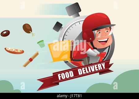 A vector illustration of food delivery service Stock Vector