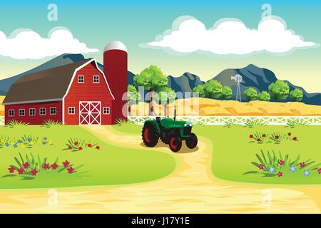 An outdoor scene with farm illustration Stock Vector Image & Art - Alamy