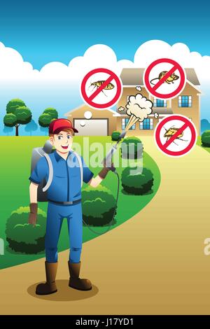 A vector illustration of exterminator service poster design Stock Vector